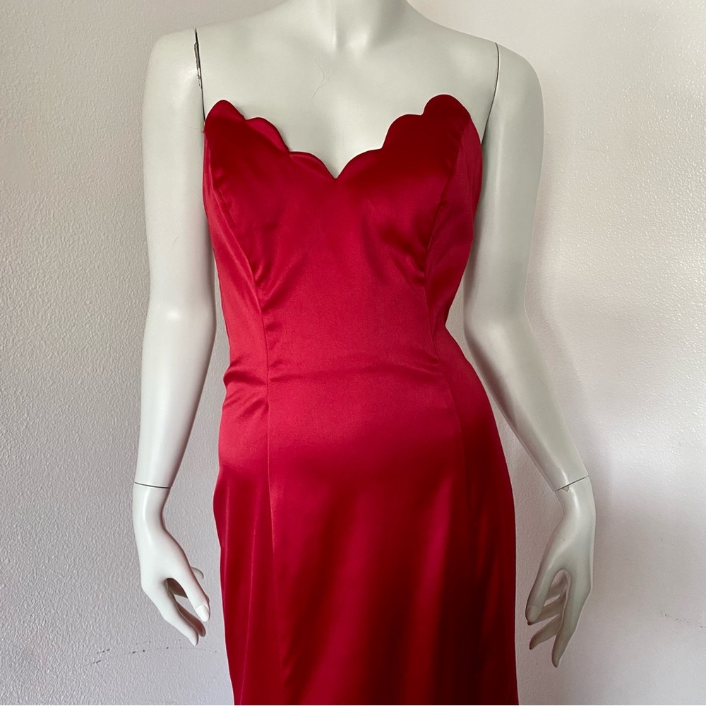 PROM Red Satin Gown with Sweetheart Neckline